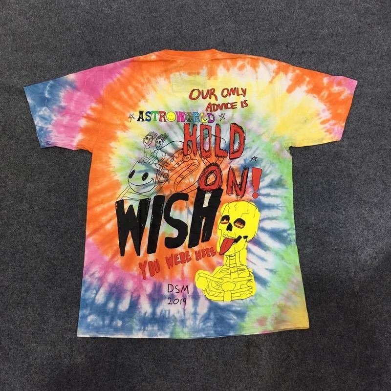 

2021 New Travis Scott Tour Astronaut Tee Tie Dye t Shirts Men Women Streetwear Hip Hop Harajuku Astroworld Tshirt 8mjz, Black1