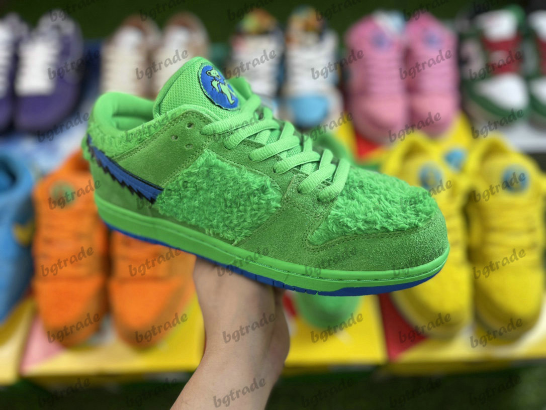 

SB Low Pro x Grateful Dead Opti Yellow Designer Skateboard Shoes QS Green Yellow Blue Pink Three little dancing Bear Pack Trainers Sneakers