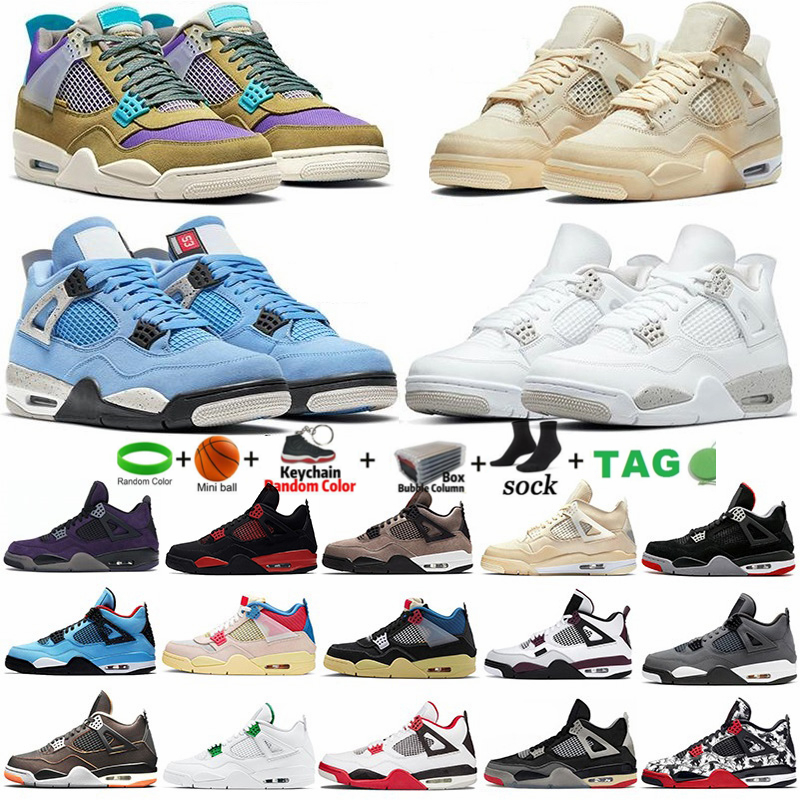

With Oreo 4 4s Mens Basketball Shoes 30th Anniversary Desert Moss Classic Black Cat Bred Sail Red Thunder University Blue Womens Trainers IV Sports Sneakers, 12