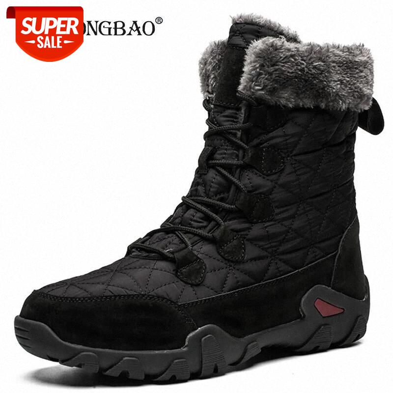 

New Winter Plush Men Snow Boots Waterproof Leather Men's Boots Outdoor Non-slip Men Sneakers Brand Hiking Size 38-48 #cD21