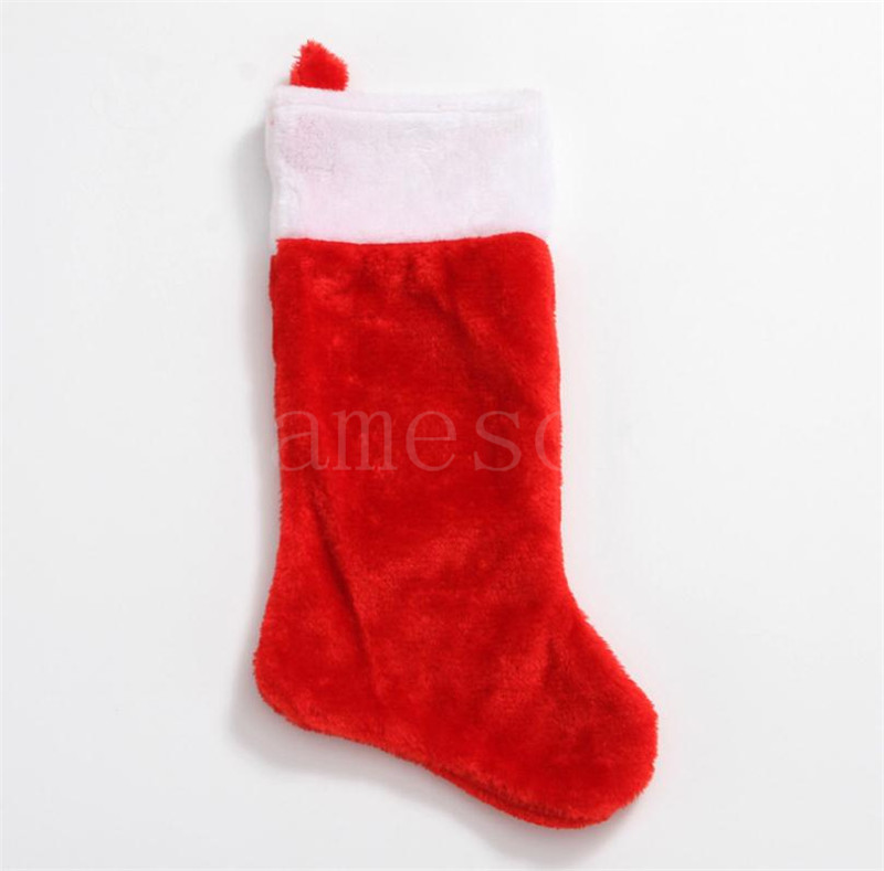 

Red Short Plush Christmas Stocking Christmas Decorations Sock Kids Candy Gift Bag Holiday Party Xmas Tree Hanging Ornaments