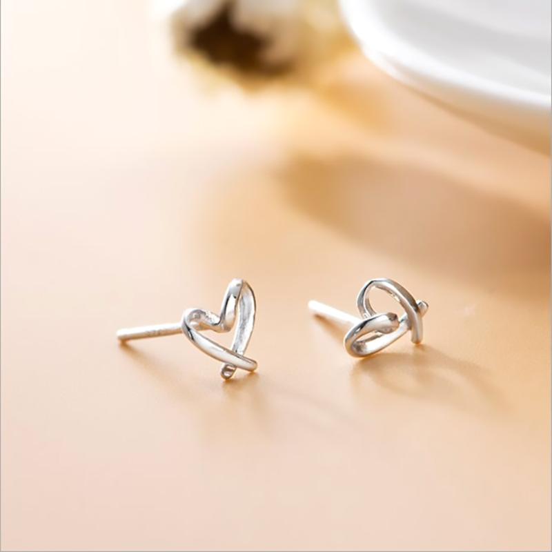 

Stud Earrings 2021 Trendy 925 Sterling Silver Heart-shaped Female Sweet Mini Hollow Heart Fashion Simple, Golden;silver