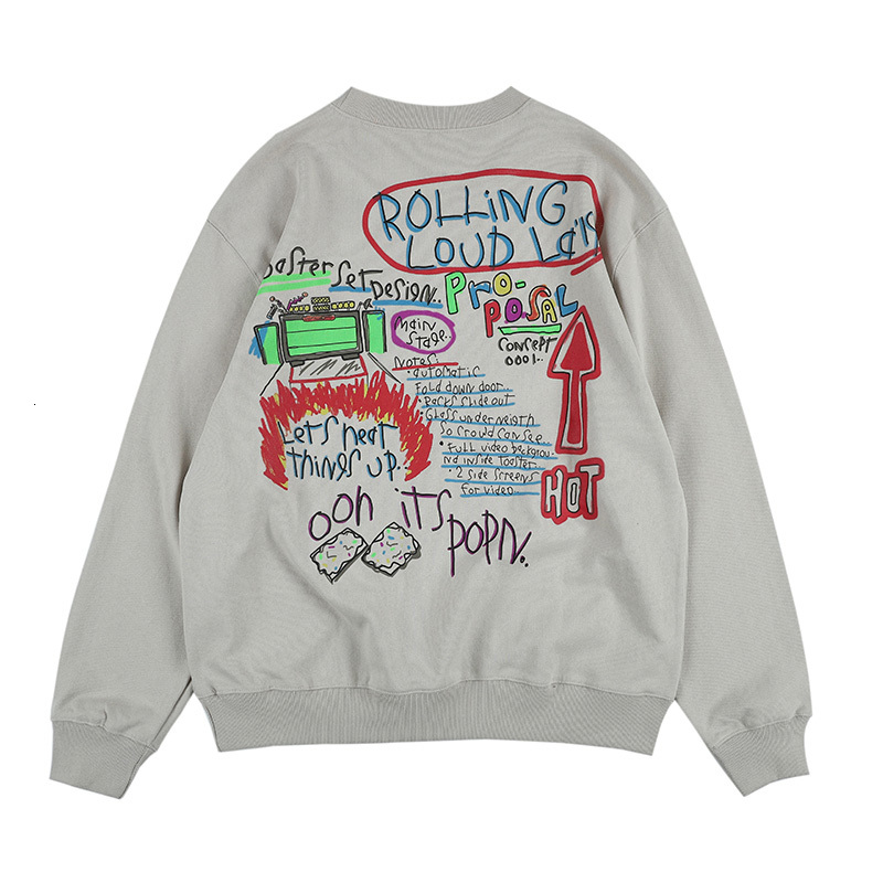 

2021 New 20ss Harajuku Graffit Em Torno Do Pescoo Moletom Masculino e Feminino Solto Casual Coisas Estranhas Com Capuz Streetwear Oversize H, Pic color