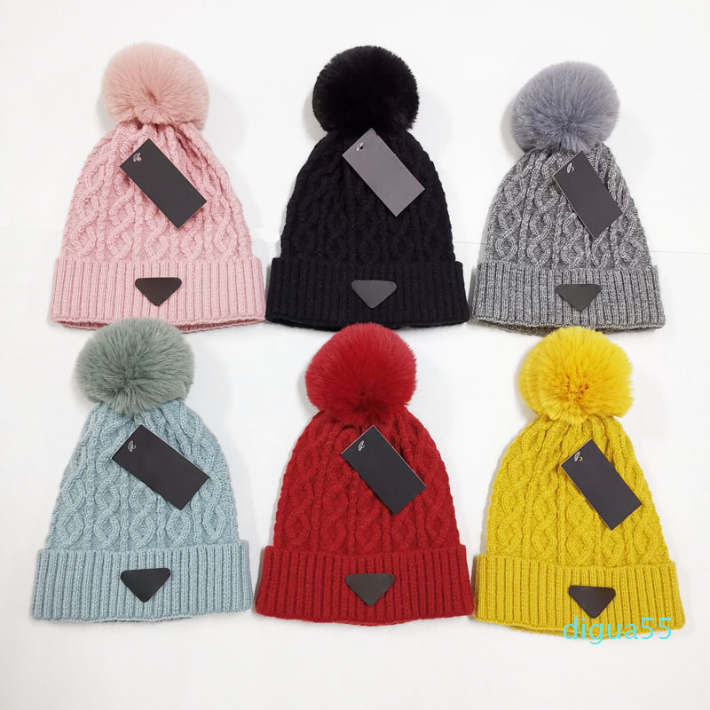 

Wholesale Designer Adults Thick Warm Winter Hat For Women Soft Stretch Cable Knitted Pom Poms Beanies Hats Womens Skullies Girl Ski Cap