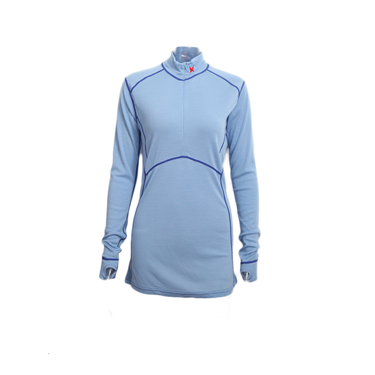 

2021 New Base Layer Top - 1/4 Zip 100% Merino Wool Blend Thermal Women's t Shirt European Size S-l Lj81, Blue
