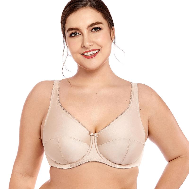 

Bras Women's Plus Size Non Padded Full Coverage Firm Support Control Underwired Bra, Beige03
