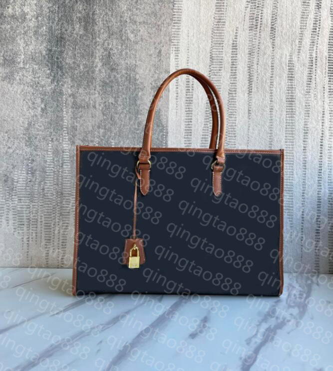 

WOMEN HANDBAG CABAS Tote Bag Genuine Leather print shopping bags fashion luxury Large casual totes Designers triomphe canvas Handbags Purses Beach travel pocket, Brown