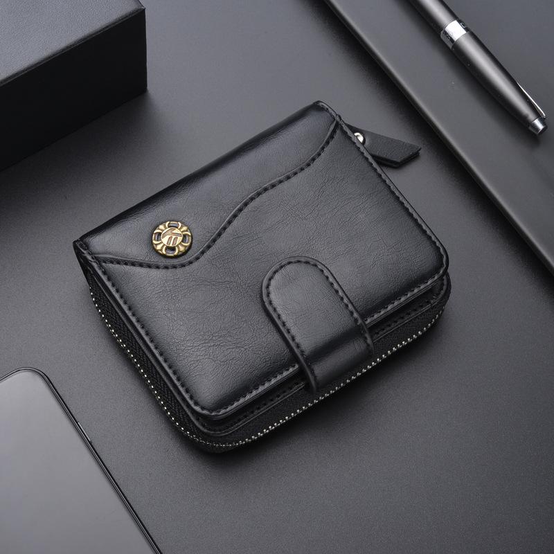 

Wallets Luxury Designer Men Vintage Fashionable Small Coin Purse Money Bag Cash Stuffing Wallet For S With Zipper, Black