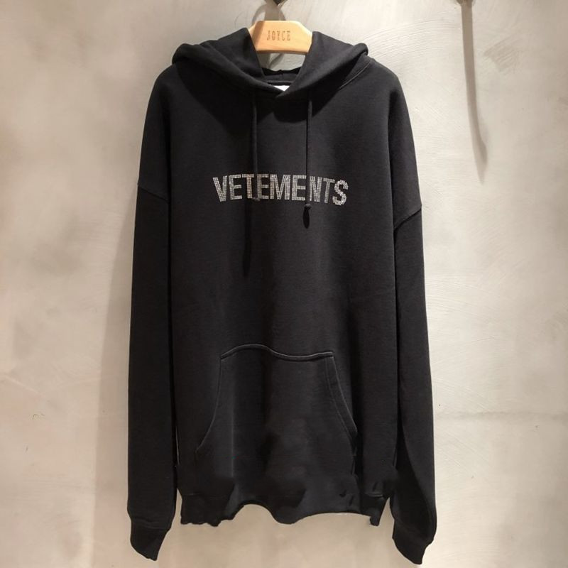 

2021 New Hoodie Men Women Vetements Rhinestone Hoodies Bling Letter Vtm Pullovers Oversize Thick Material Sweatshirts J85j