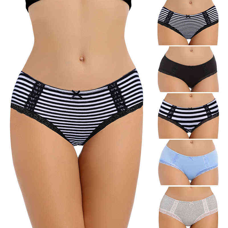 

Comsoft 5pcs/pack women briefs high quality striped women' underwear -XXL plus size women underpants female girl underwear 211109, 1904-a