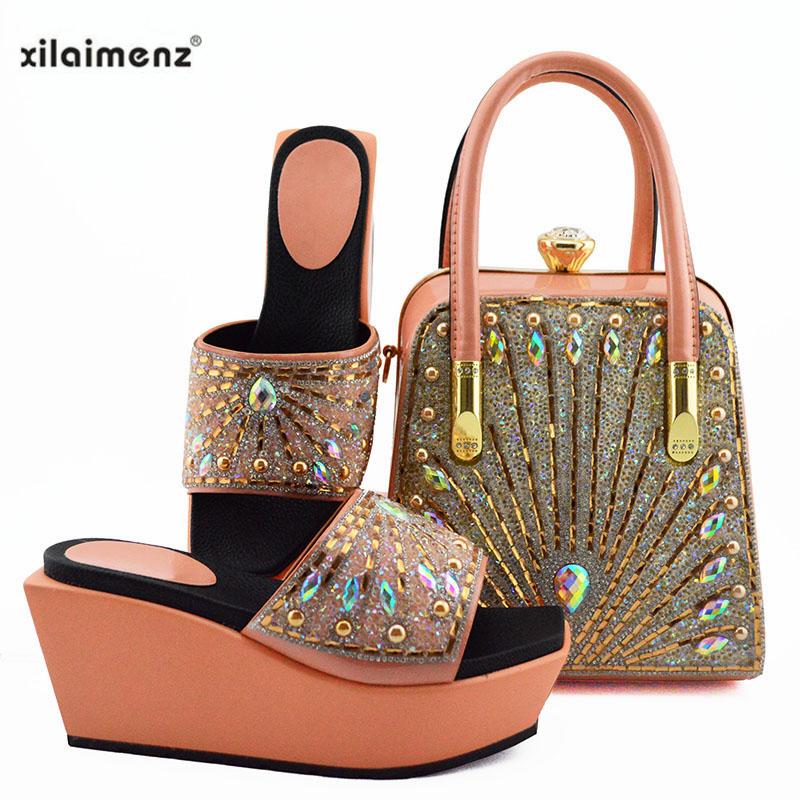 

Dress Shoes Super High Heels Nigerian Ladies Matching Shoe And Bag Material With Pu Italian Bags Set For Party Women, Black