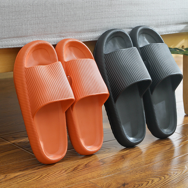 

2020 new online celebrity simple shoes summer home bathroom anti-slip thick-soled couples wear bathing wear-resistant sandals and slippers, Black
