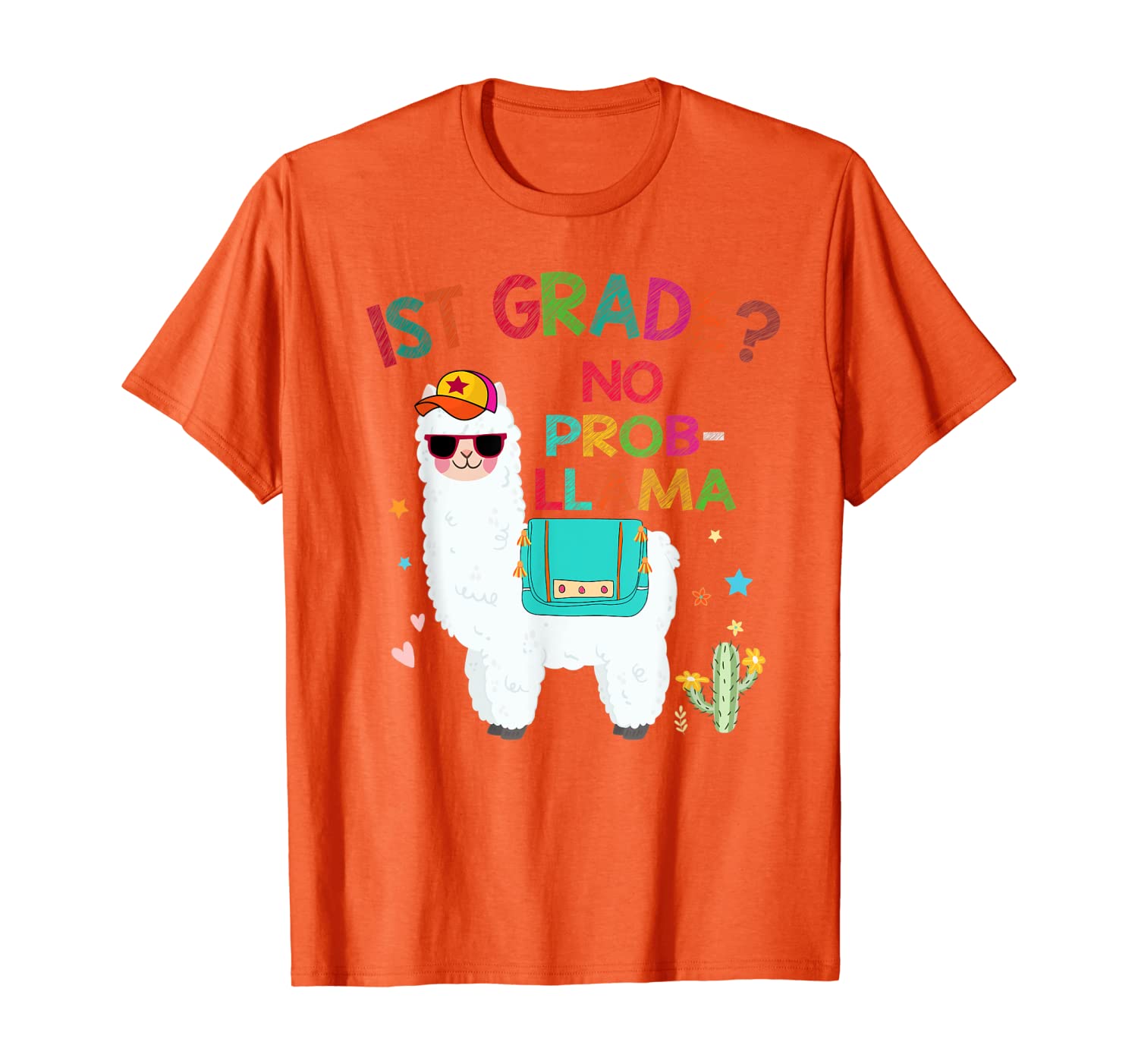 

1ST Grade No Prob-Llama Llama Apparel, First Day Of School T-Shirt, White;black