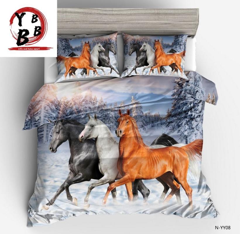 

Bedding Sets Luxury Europe HD 3D Horse Print Designer 3pcs Polyester Duvet Cover  Full Queen King Double Size Pillowcases, Style11