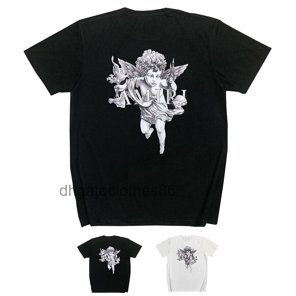 

T shirts mens hoodies designers Street fashion new US Amirys short sleeve Angel letter print ins casual hip hop high street half sleeve t-shirt men, White
