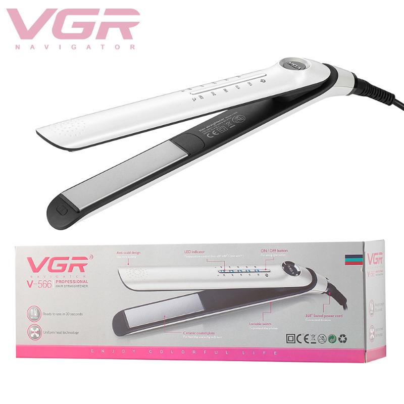 

Electric Hair Brushes VGR V-566 Professional Curler Straightener LED Display Curling Iron Roller Curls Smooth Brush Straightening