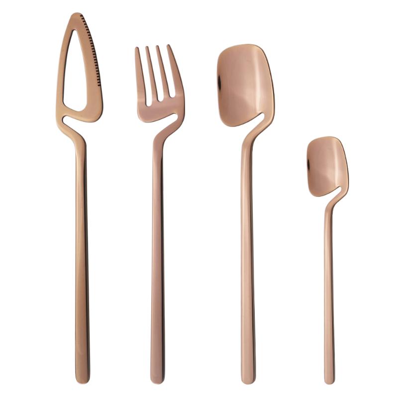 

Rose Gold Dinnerware Cutlery Set Mirror Flatware Knives Fork Coffee Spoon Tableware Set 18/10 Stainless Steel Bar Silverware
