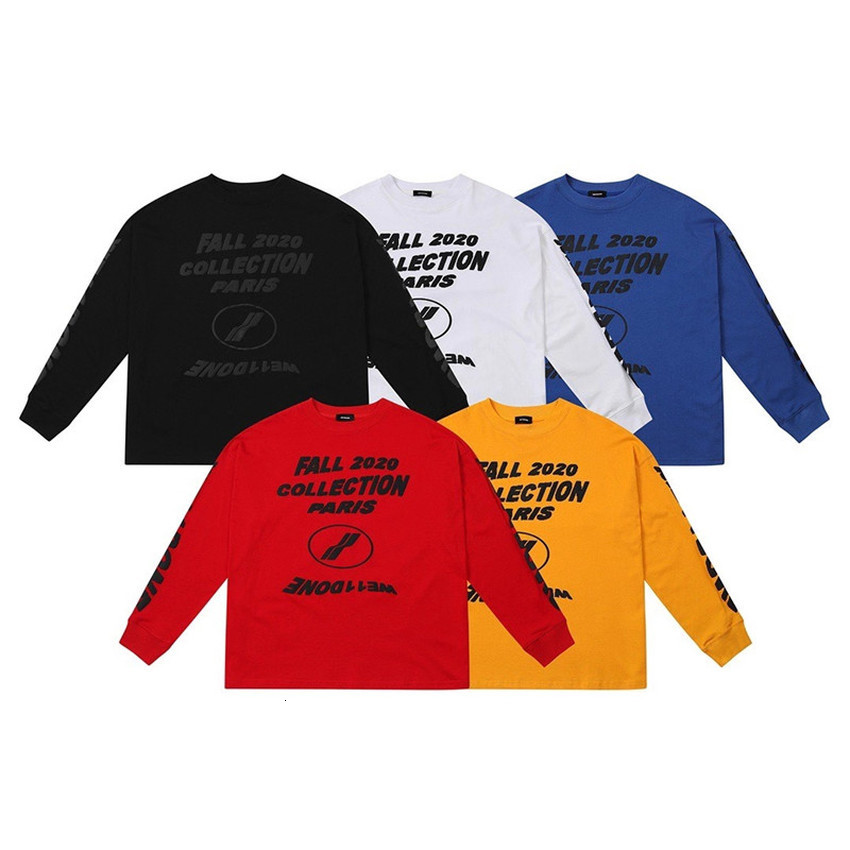 

2021 New Long Sleeve We11done t Shirt Men Women 1:1 Best-quality 3d Foaming Welldone T-shirt Tees G05a
