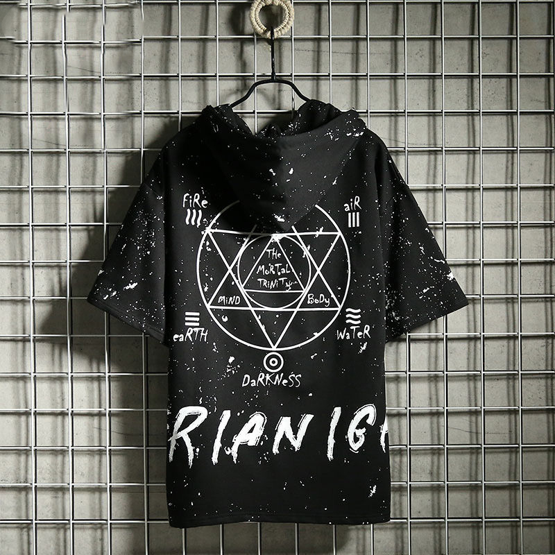 

2021 New Manga Curta t Camisa Moda Alta Rua Camisetas De Retalhos Frescos Topos Masculinos 5dw2