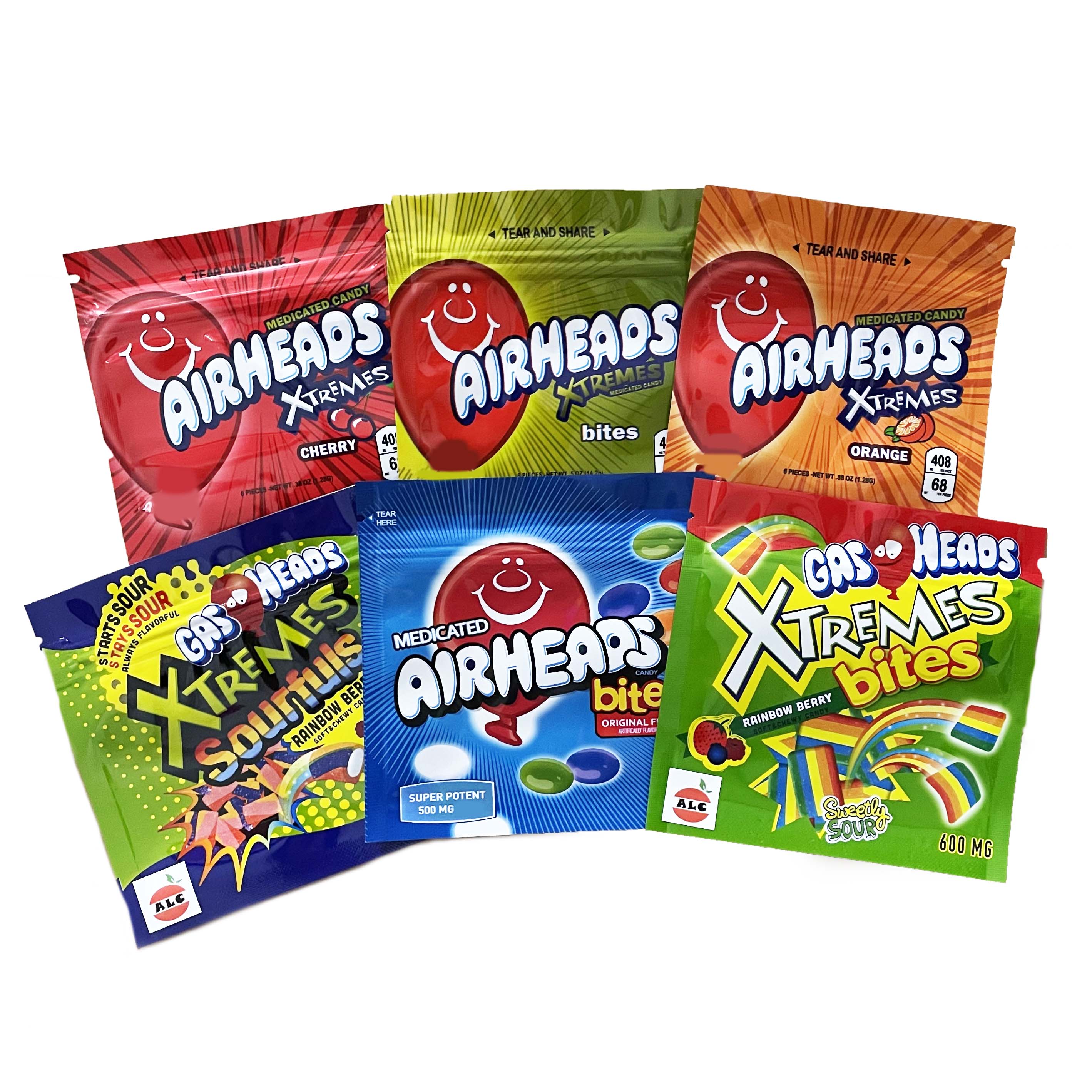 

airheads gasheads xtremes edible mylar packaging bags bites original fruit cherry orange sourfuls rainbow berry zipper plastic package heat seal