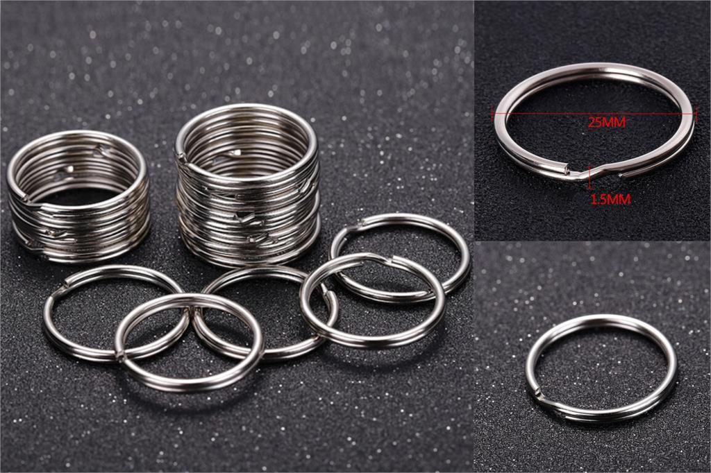 

Keychains 50PCS 25mm DIY Stainless Steel Metal Key Holder Split Rings Keyring Keychain Fob Accessories