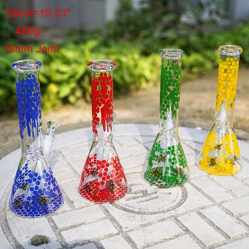 

Hookahs Bee Glass Bong Water Pipes Dab Rigs 18mm Female Joint With Bowl