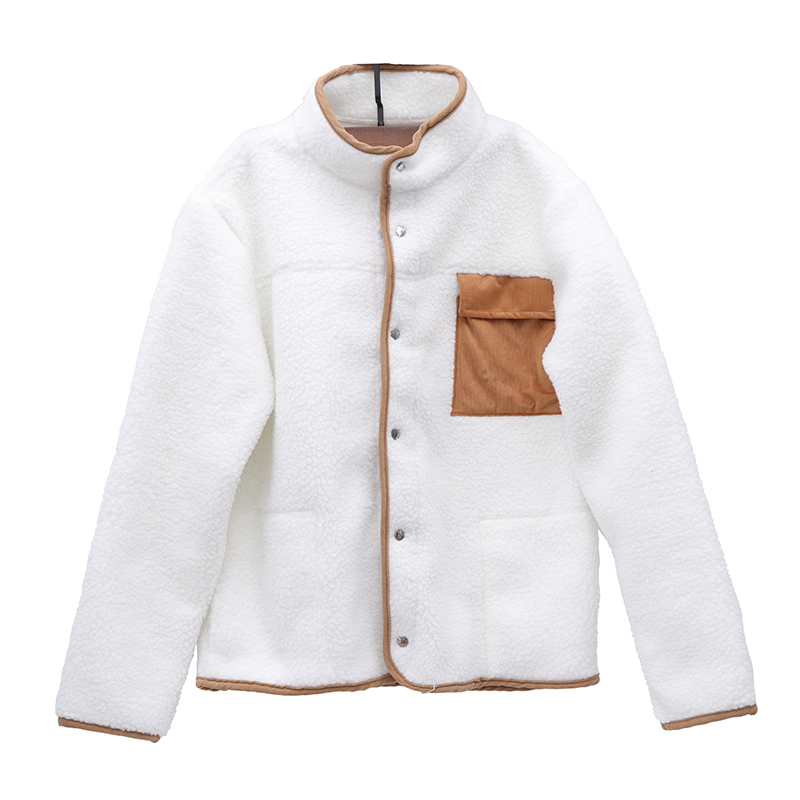 

Winter Womens Fashion Jackets Long Sleeved Hoodless Warm Coat Button Zip Pocket Trim Mens Outerwear Couples Dress, White