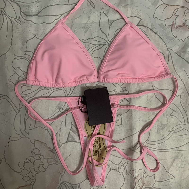 

Summer Beachwear Metal Bikinis Designer Thong Biquinis 2021 Brand Brazilian Micro Bikini Sets Sexy Two Pieces Swimsuit Pink Swimwear With Tag Female Maillot de bain, Yph 01 black