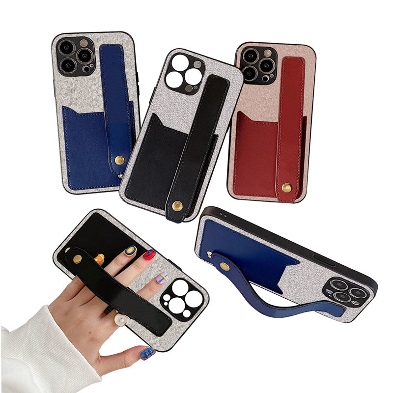 

Designer Leather Card Wallet Strap Phone Cases for iPhone 13 12 11 Pro Max with gift Box packing 13pro 12pro 11pro X XR XSMax 7P 8P case 112425, Black