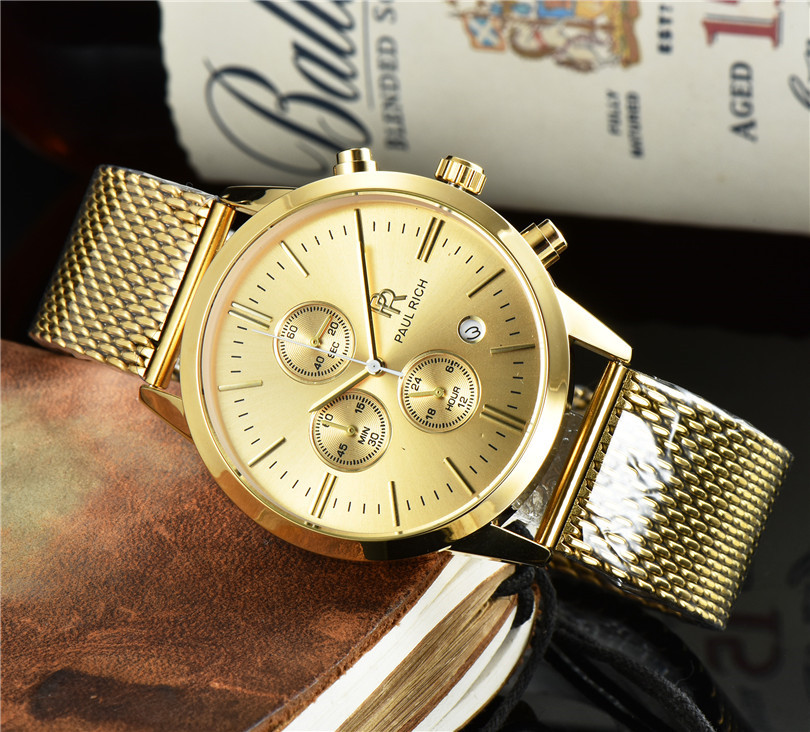 

AAA luxury men's casual watch multi-function automatic quartz stainless steel ultra-thin mesh belt Swiss brand designer birthday gift