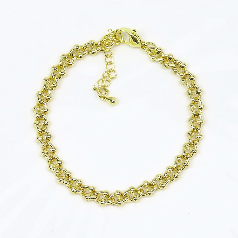 

Beaded, Strands 10 Pcs Punk Chian Gold Chain Bracelet Mix Shape Jewelry Fashion 90056