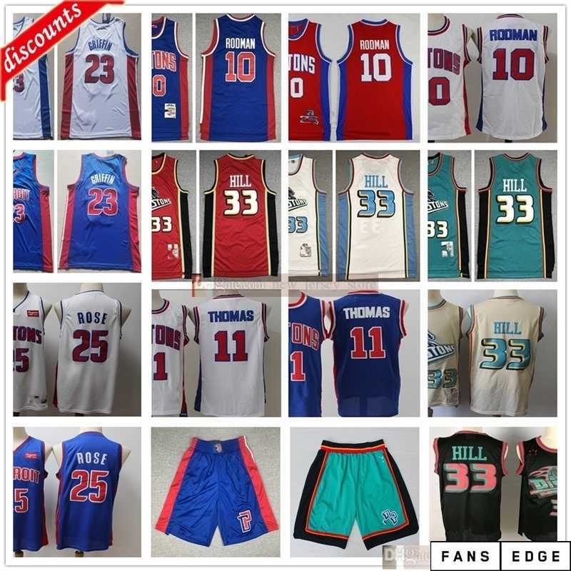 

2021 New Basketball Derrick 25 Rose Blake 23 Griffin Jerseys Cheap Retro Grant 33 Hill Dennis 10 Rodman Isiah 11 Thomas Jerseys Blue, As the picture