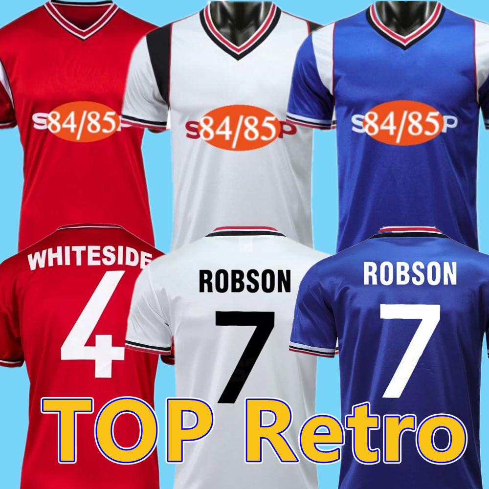 

1977 Gordon Hill Manchester ROBSON 7 retro soccer jerseys 1984 1985 WHITESIDE 4 Coppell 84 85 Classic Vintage MÃ¼hren Strachan Olsen man unit, Black;yellow