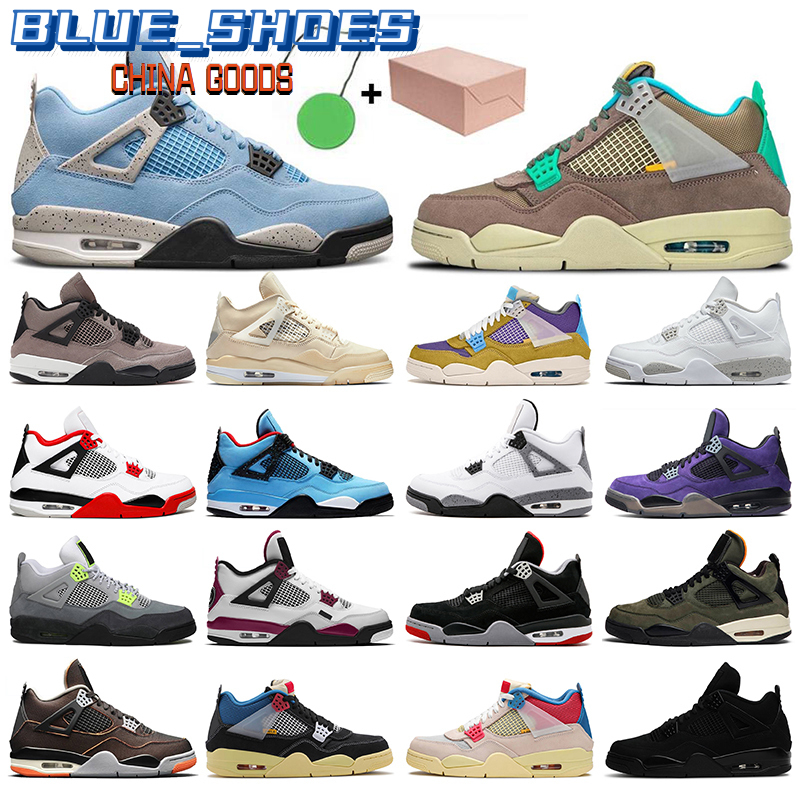 

Women Mens Jumpman 4 With Box 4s Basketball Shoes Travis Scotts Cactus Jack Desert Moss Trainers Sneakers University Blue Taupe Haze Neon, Item22 orange metallic 40-47