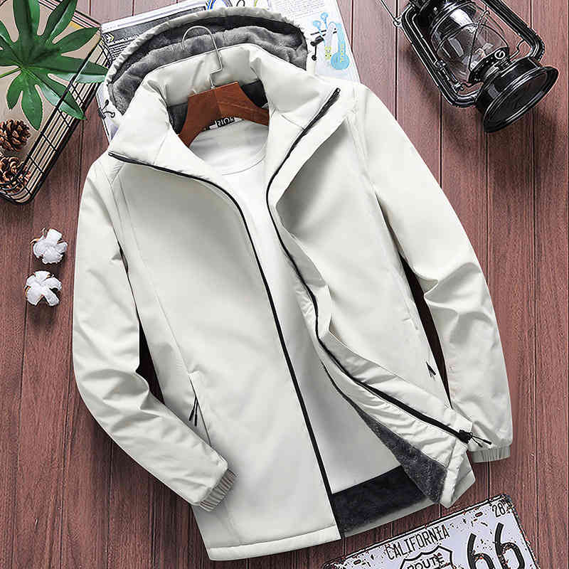 

coat men's autumn and winter new plush thickened versatile warm cotton et printed, Black