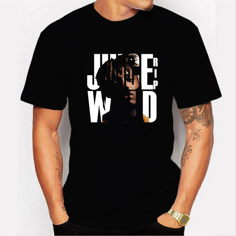 

6kHarajuku Vintage Tshirt Hip Hop Juice Wrld Men's T-shirt Workout Shirts Trendy Loose Oversized Men t Shirt Black Tees Hombre, White;black