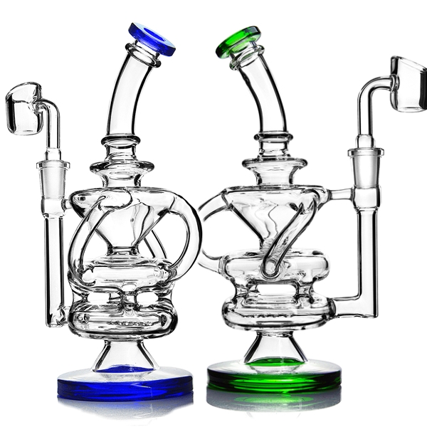 

hookahs glass bong beaker oil dab rigs Recycler with banger inline perc water pipes swiss egg
