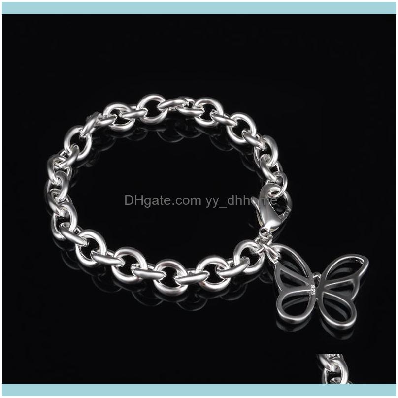 

Link, Bracelets Jewelrylink, Chain Trendy Butterfly Pendant Women Bracelet Bangle Simple Link Sier Color Style Cuff Jewelry Gift Drop Delive