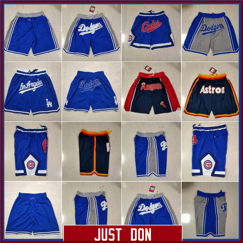 

Just Don Teams Baseball Shorts Polyester with pockets with drawstring Blue Shorts breeches z5, Black