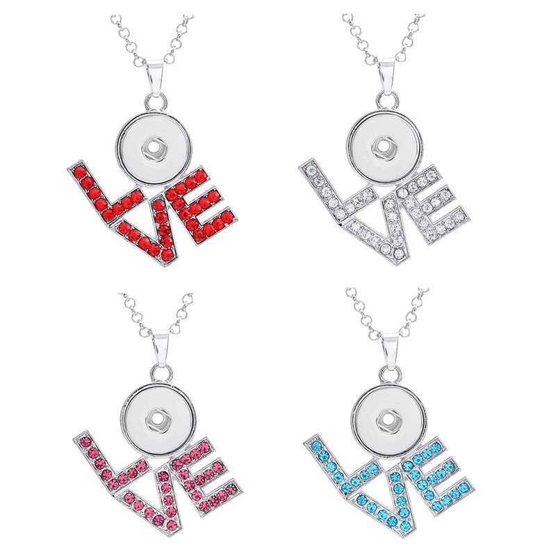 

button necklaces pendants for dye sublimation love zircon necklace pendant for women hot tranfer printing consumable 4 colours 56 U2, Silver