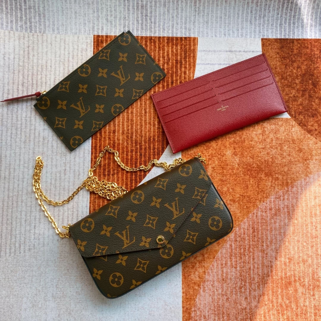 

New Designers Mini Shoulder Bags #13;LV LOUIS VITTON Women Chain Crossbody Bag Floral Letter Leather 3pcs Wallet Handbags