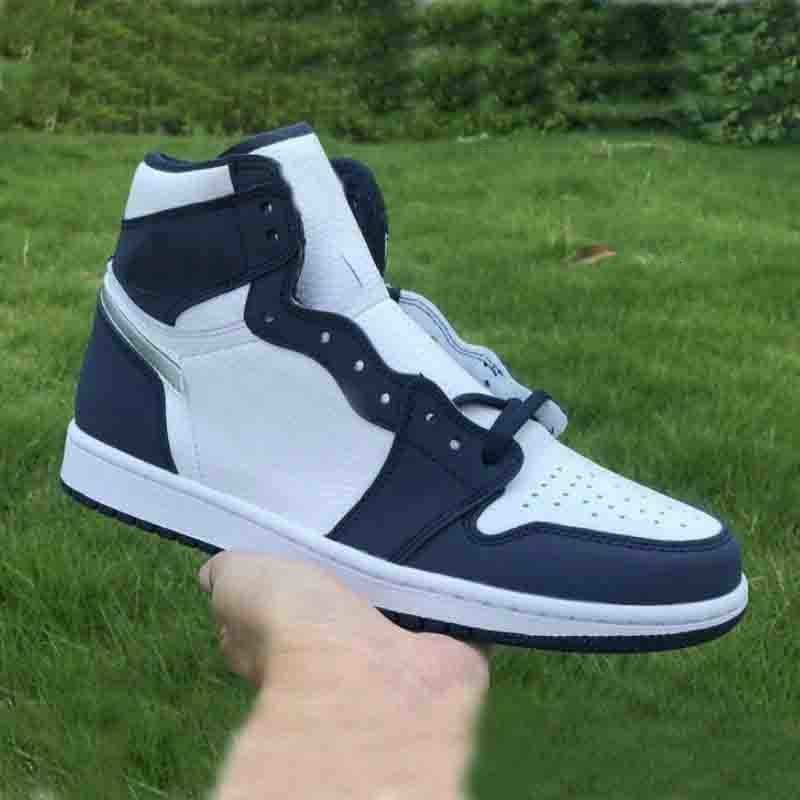 

1 High OG CO.JP Midnight Navy Metallic Silver White Men Basketball Shoes outdoor Sports Sneakers size36-45