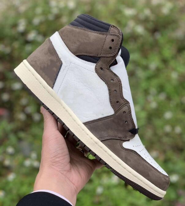 

Top Quality Brown Travis Shoes 1 High OG TS SP Mocha Men Women Cactus Jack Dark Scotts Basketball Sport Sneaker 5.5-13, Color-4