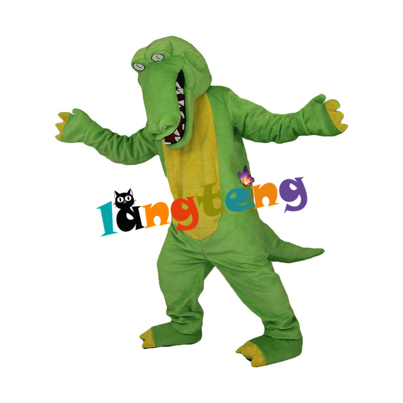 Mascot Costumes847 Dinosaur Dragon Green Alligator Cayman Crocodile Crocodilian Mascot Costume Custom Made Cartoon-image-747356647