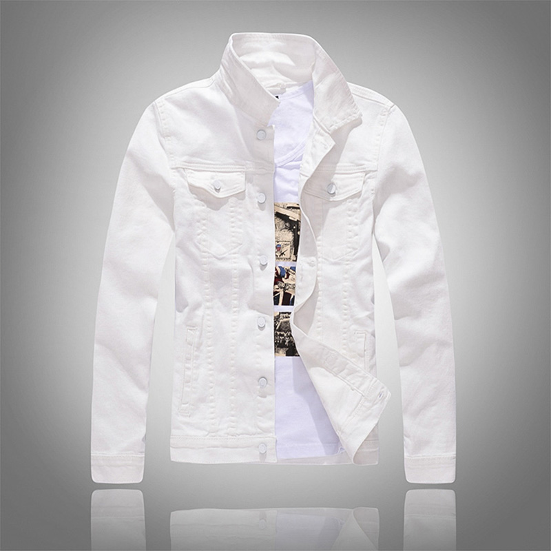 

GinzoUS Men's Casual Shirts slim full sleeve all match denim jean jacket black white fancy colored coat Outerwear, White;black