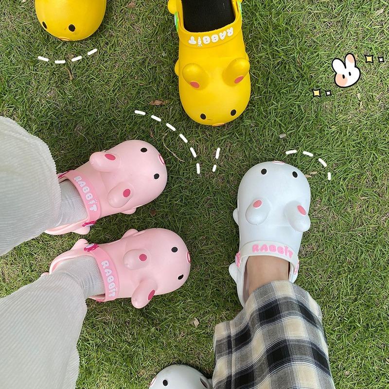 

Slippers Hole Shoes Summer Casual Simple Baotou Can Be Worn Outside Tide Thick Bottom Cute Girl Heart Cartoon Sandals And, White