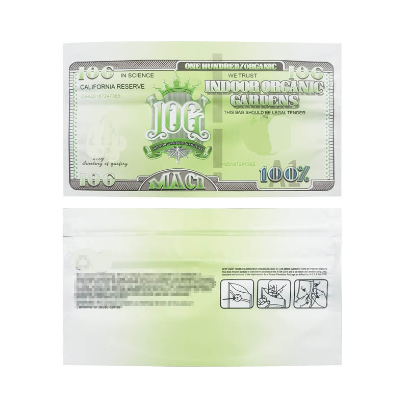 

matte organic snack plastic cihildproof mylar bag indoors organic gardens 100 california service stand up Aluminum Foil Food Storage Baggie edibles smell proof