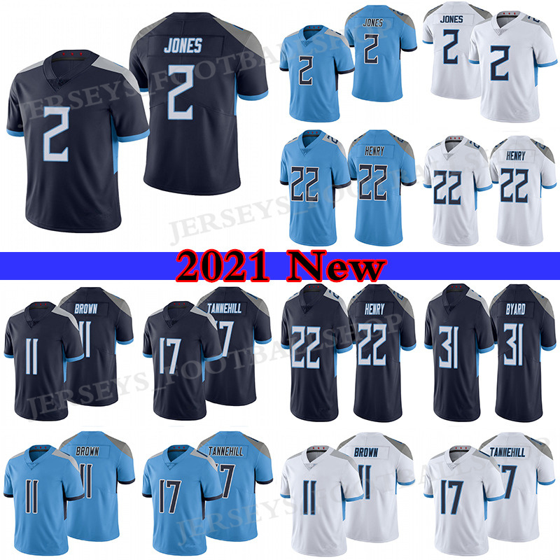 

2 Julio Jones 17 Ryan Tannehill Football Jersey Derrick Henry TennesseeTitansA.J. Brown Men's Stitched, Navy blue