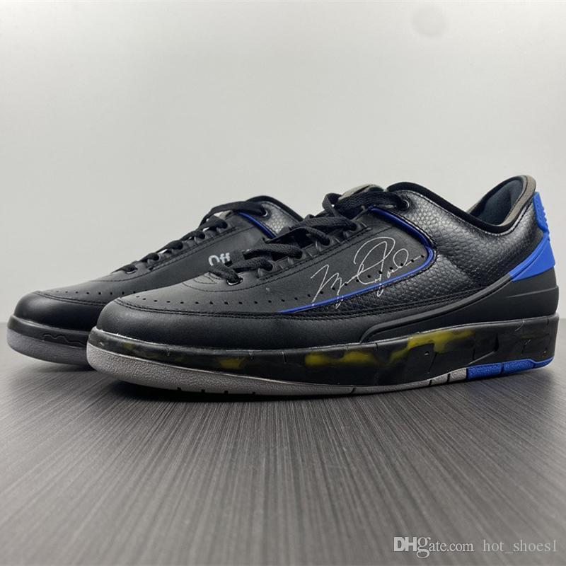 

OW x Air 2 Low Black Royal Blue DJ4375-004 White off 2s II Women Men Sports Casual Shoes Sneakers Suede Top Quality Trainers Kick With Orig