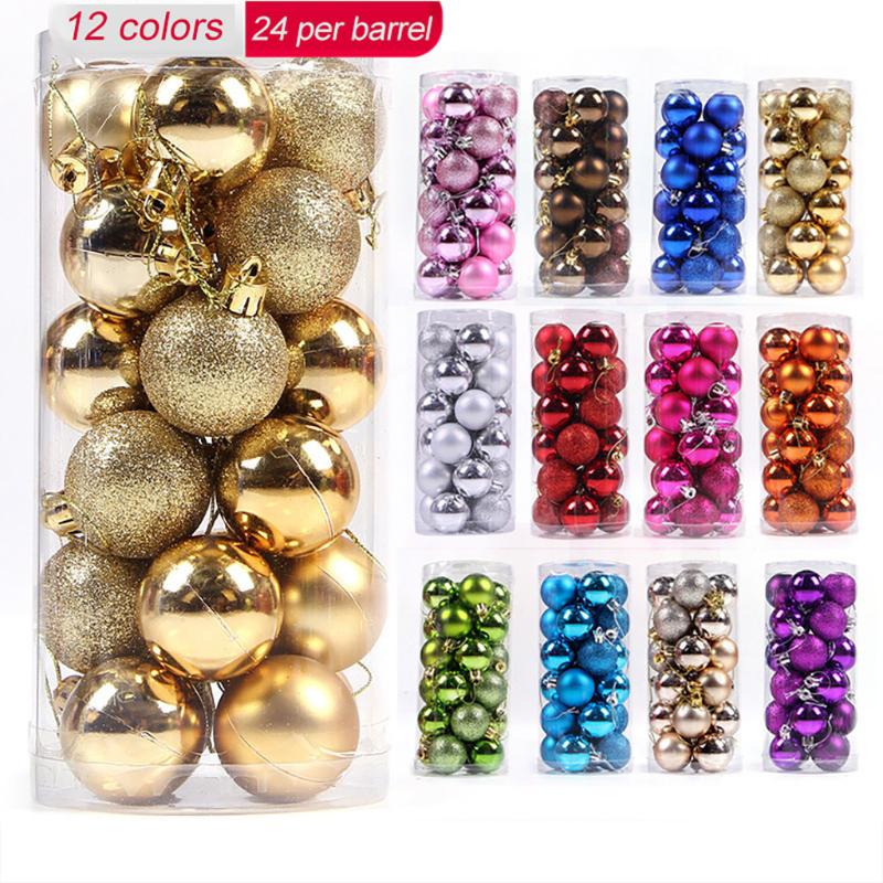 

Christmas Decorations 24+6pcs Tree Balls Xmas Ornament Ball Glitter Hanging Home Party Pendant Decor Prop Gifts #21